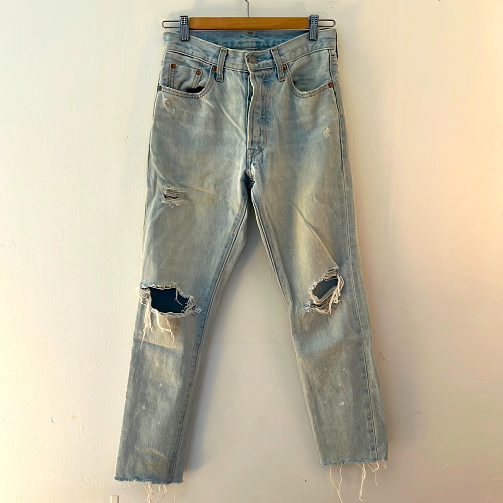 Levi’s 501 straight destroyed jeans